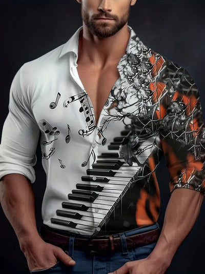 Camisa Manga Larga Slim Fit Impresa en 3D para Hombre - Image 13