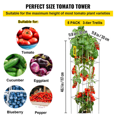 Jaulas Tutores para Tomates 46cm - Pack 5 Estructuras Cuadradas de Acero Galvanizado - Image 10