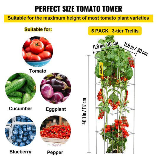 Jaulas Tutores para Tomates 46cm - Pack 5 Estructuras Cuadradas de Acero Galvanizado - Image 10