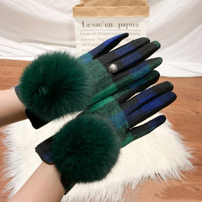 Guantes de Lana y Cachemira con Pompón de Piel de Zorro - Image 9