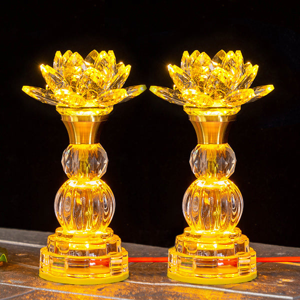 Lámpara LED Buda Loto Cristal Multicolor con Luz Ambiente