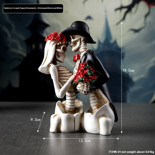 Adorno de Pareja Calaveras en Resina - Estilo Gótico Romántico - Image 6