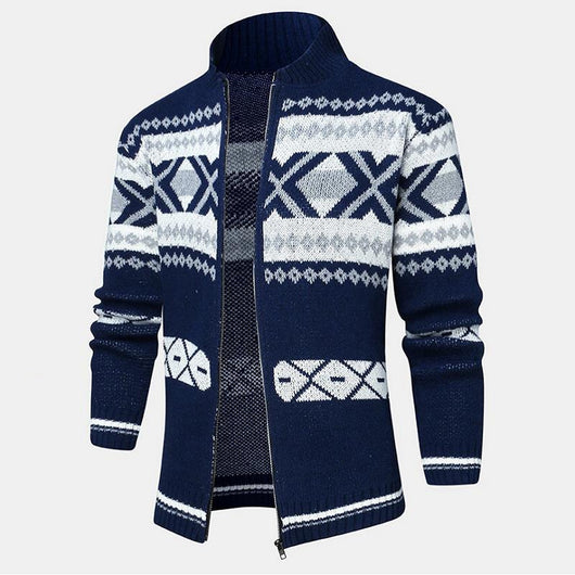 Cardigan Suéter Jacquard con Cierre para Hombre - Image 8