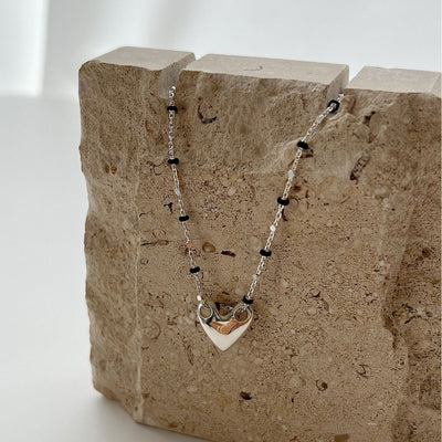 Collar de Plata 925 con Dije de Corazón y Cruz en Esmalte Negro - Image 5