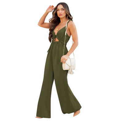 Jumpsuit Casual de Pierna Ancha sin Mangas - Diseño Minimalista Versátil - Image 3