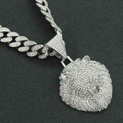 Collar Colgante Cabeza de León Diamantado 3D Personalizado para Hombre