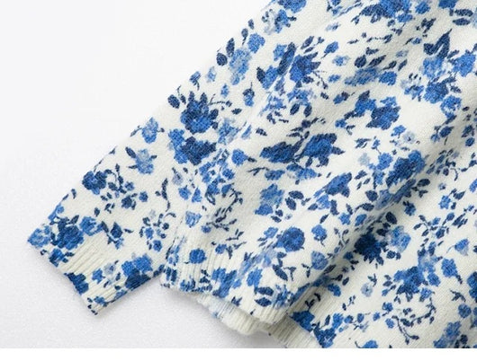 Suéter de Lana y Mohair con Estampado Floral Azul - Image 3