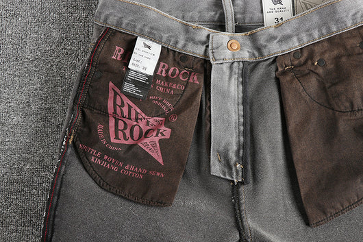 Jeans Gris Cemento Desgastado Estilo Retro para Hombre - Image 9