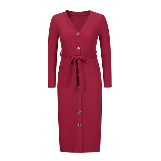 Vestido Largo Ajustado Cuello V Mujer Otoño Invierno - Image 2