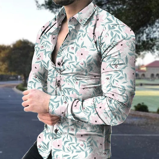Camisa Casual de Manga Larga con Impresión Digital 3D para Hombre - Image 16