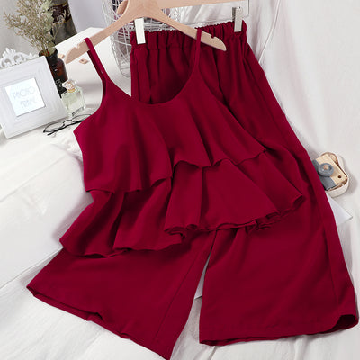 Pantalones Anchos de Nueve Puntos para Mujer - Conjunto de Dos Piezas - Image 3