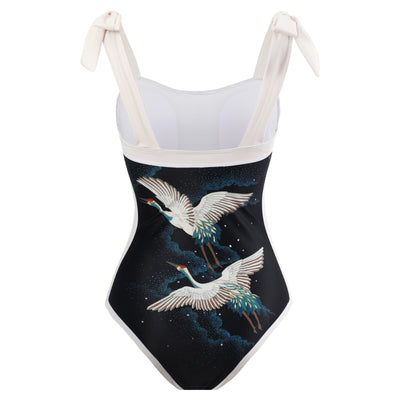 Traje de Baño Retro Una Pieza con Falda de Gasa - Image 25