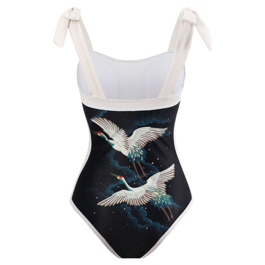 Traje de Baño Retro Una Pieza con Falda de Gasa - Image 25