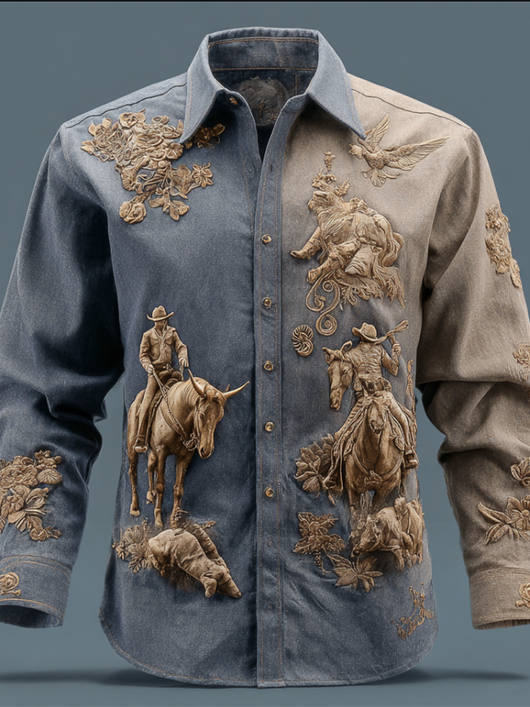 Camisa Casual de Manga Larga con Solapa para Hombre - Image 21