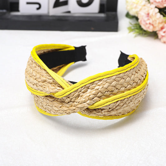 Diadema Tejida de Paja con Bolsa Minimalista