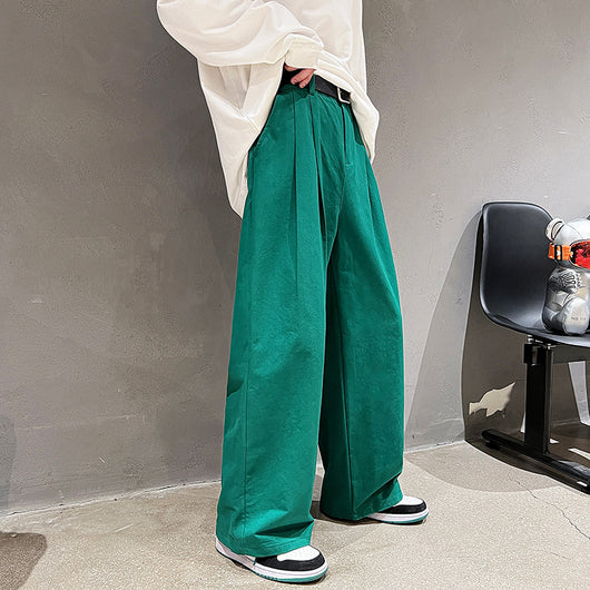 Pantalones Rectos de Algodón Lavado Estilo Japonés para Hombre