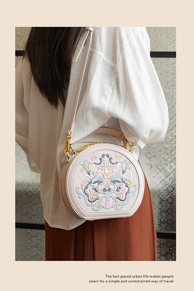 Bolso Bandolera Redondo Estilo Nacional Pequeño para Lectores Conscientes - Image 12