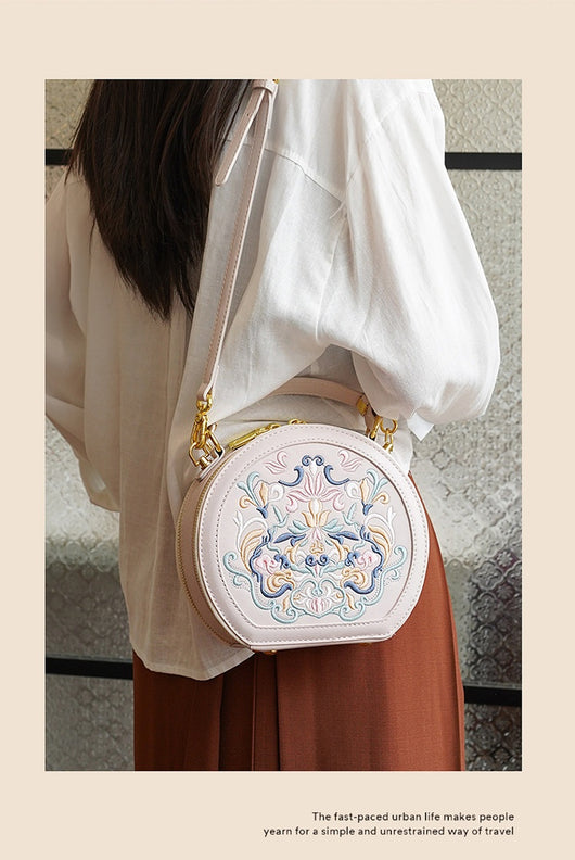 Bolso Bandolera Redondo Estilo Nacional Pequeño para Lectores Conscientes - Image 12
