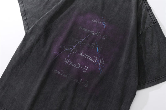Camiseta Estampada Estilo Europeo Americana para Hombre con Lavado Vintage - Image 13