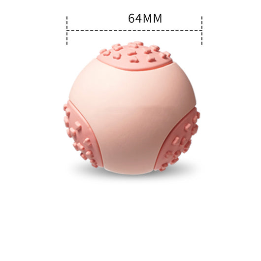 Mint green and blue rubber dog toy ball with textured nubs, measuring 64mm, for vocal and bite-resistant play. - Image 15