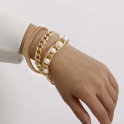 Pulsera de Perlas Incrustadas con Cadena Elegante - Image 8