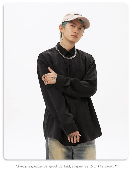 Camisa Larga Drapeada Estilo Japonés para Hombre - Image 19