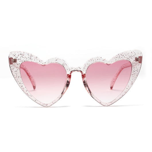 Light gray heart-shaped sunglasses with dark lenses, featuring a vintage-inspired plastic frame. - Image 5