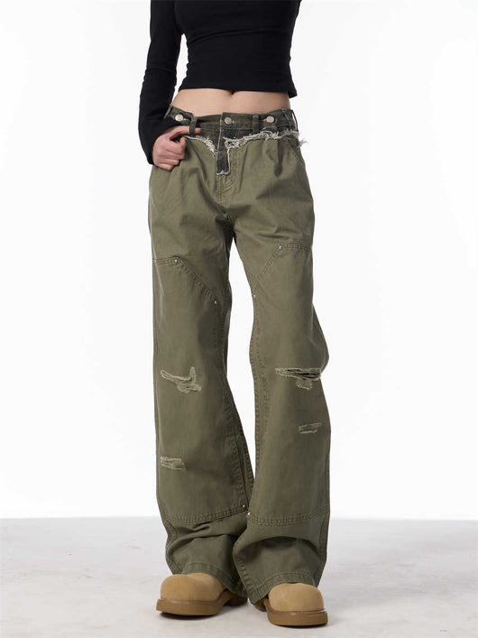 Pantalones Cargo Rotos Rectos Estilo Logging Casual - Image 13