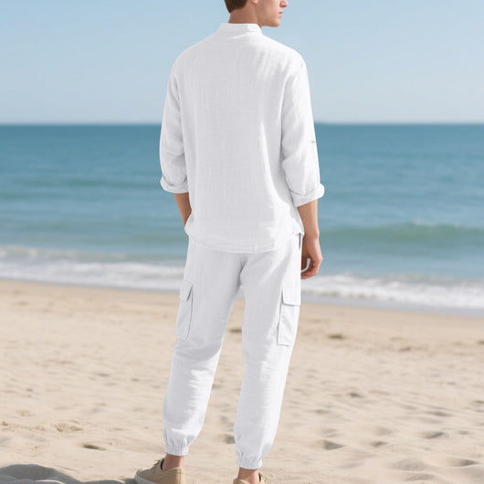 Cardigan Suelto de Lino para Playa - Conjunto Casual de Manga Larga - Image 27