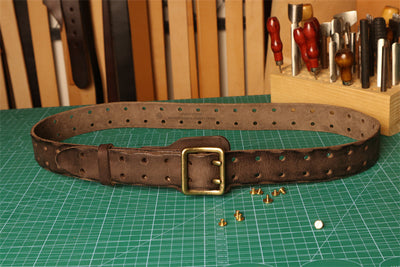 Cinturón de Cuero Genuino Cosido a Mano - Hipoalergénico para Hombre - Image 9