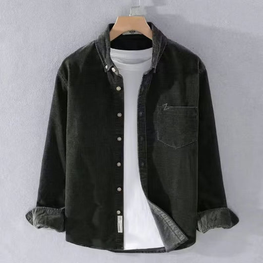Camisa Suelta de Pana Retro Americana para Hombre - Image 2