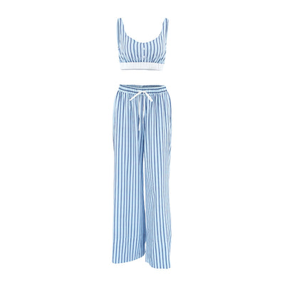 Conjunto de 3 Piezas Y2K Mujer: Top Rayado, Camisa Manga Larga y Pantalón Elástico - Image 13