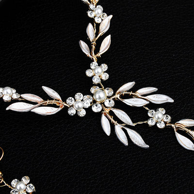 Juego de Joyas Nupcial de Tres Piezas: Aretes, Collar y Pulsera en Aleación Chapada - Image 4