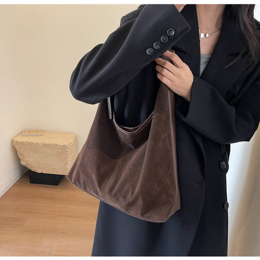 Bolso de Hombro de Ante Vintage con Costuras para Mujer - Image 21