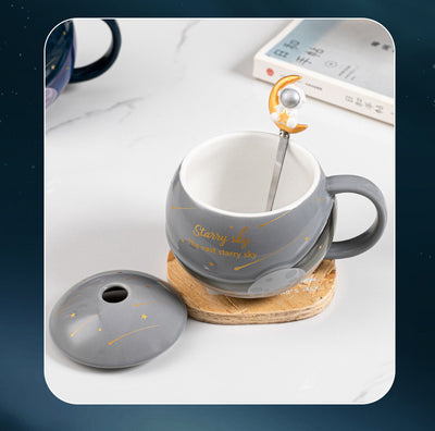 Taza Cerámica Creativa con Cuchara y Tapa Integrada - Image 18