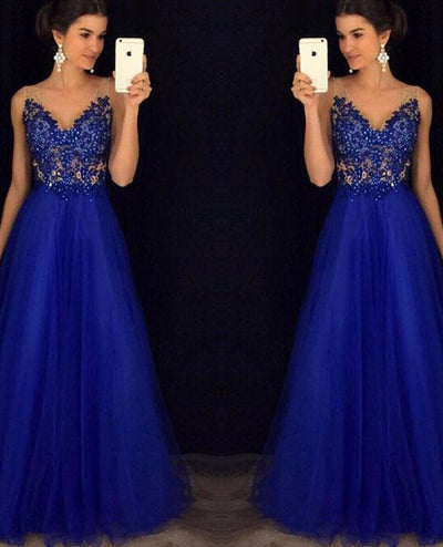Vestido Largo Elegante Espalda Descubierta con Cuentas Azul Gasa - Image 4