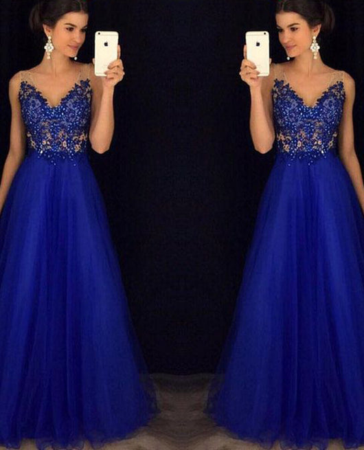Vestido Largo Elegante Espalda Descubierta con Cuentas Azul Gasa - Image 4
