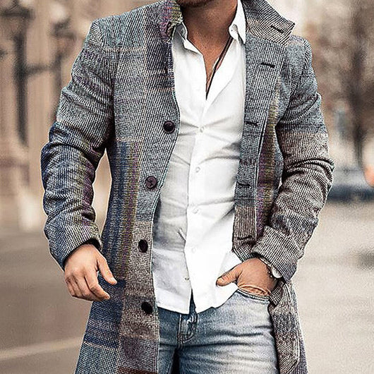 Abrigo Casual de Lana para Hombre con Cuello Alto - Corte Medio Largo