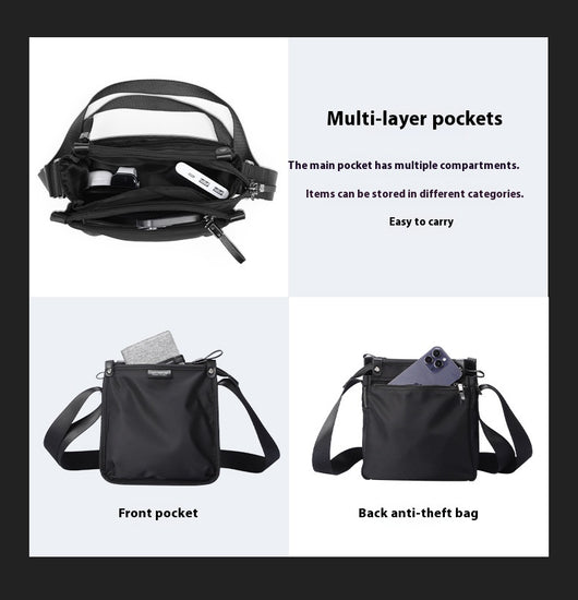 Bolsa Crossbody Oxford Asimétrica para Hombre - Estilo Casual y Funcional - Image 11
