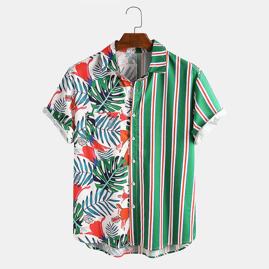 Camisa Estampada con Detalles de Rayas Combinadas - Image 3