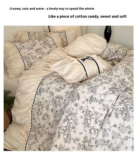 Juego de Cama Vintage Francés Térmico de 4 Piezas con Encaje - Image 17