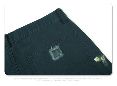 Jeans Anchos Desgastados con Diseño Graffiti Splash de Pintura Artesanal - Image 9