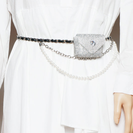 Bolsa de Cintura Mini con Perlas y Strass Brillante - Bolso Mensajero de Moda Salvaje - Image 6