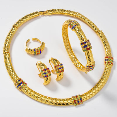 Conjunto de Joyas con Diamantes Estilo Chino: Anillo, Pulsera, Collar y Aretes - Image 5