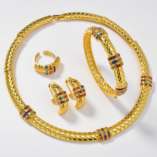 Conjunto de Joyas con Diamantes Estilo Chino: Anillo, Pulsera, Collar y Aretes - Image 5
