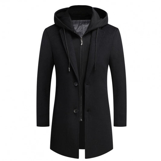 Abrigo de Lana Casual para Hombre con Gorro Desmontable - Image 2