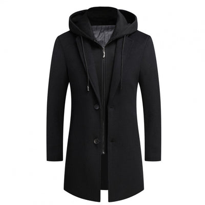 Abrigo de Lana Casual para Hombre con Gorro Desmontable - Image 2