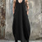 Vestido Maxi Flare Negro Hombre Cuello en U Sin Mangas Cintura Alta