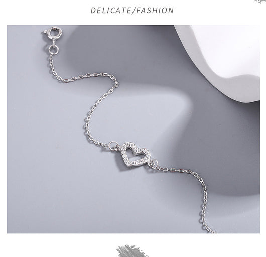 Pulsera Tobillera de Plata Esterlina 925 con Diamante Love - Image 9