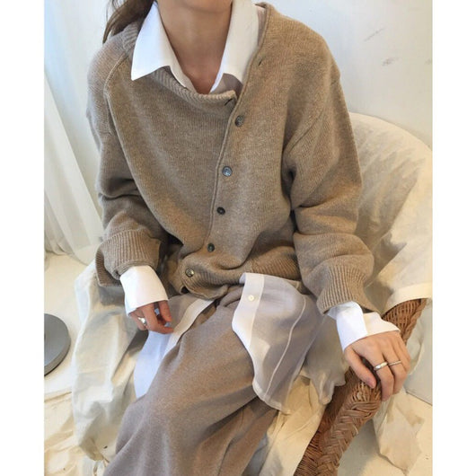 Cardigan Tejido Lazy Style Manga Larga Cuello Redondo para Mujer - Image 6